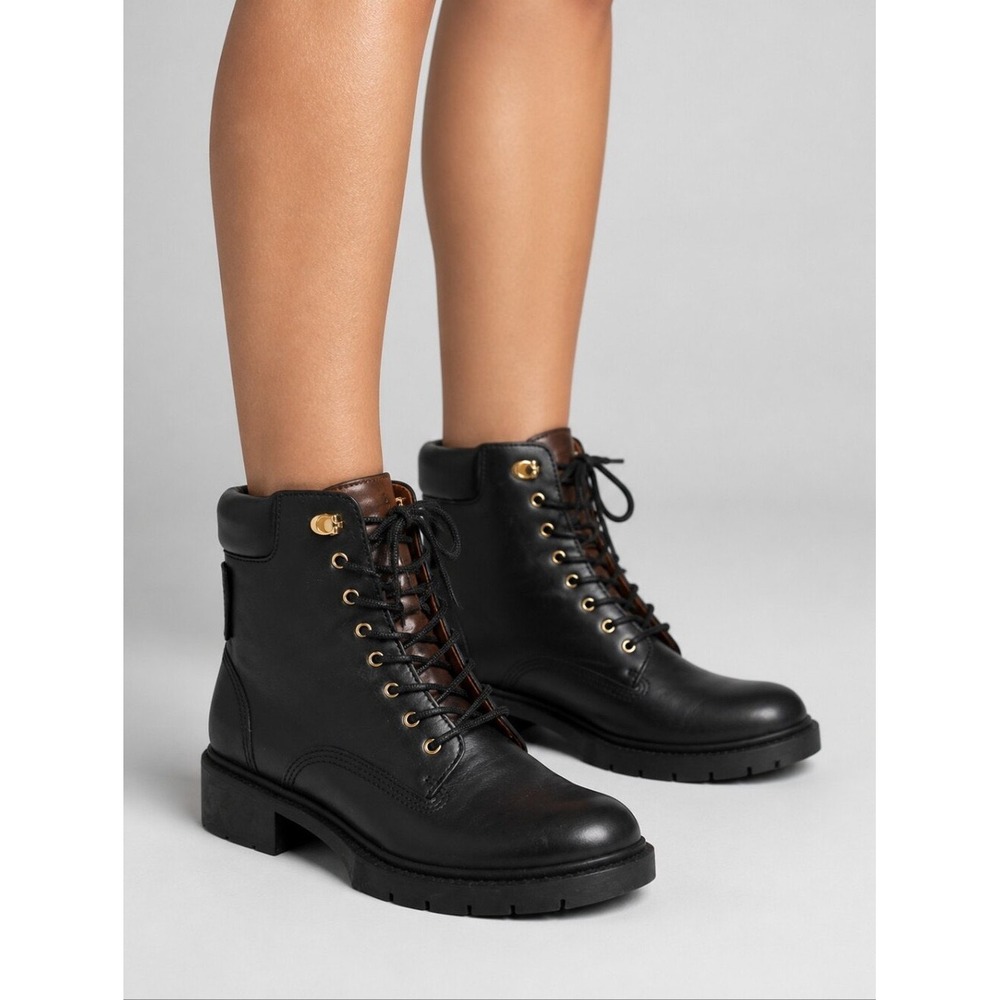 Coach Lorimer Womens Ankle Boots Supple Black Leather 7